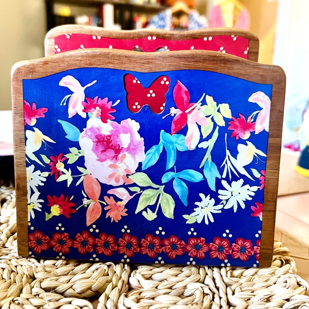 Pioneer Woman Floral Wooden Napkin Holder Fiona Butterfly